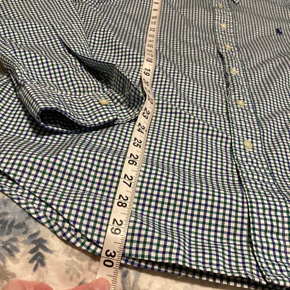 Polo Ralph Lauren Navy and Green Plaid Check Button Dress Shirt Medium - Picture 4 of 6